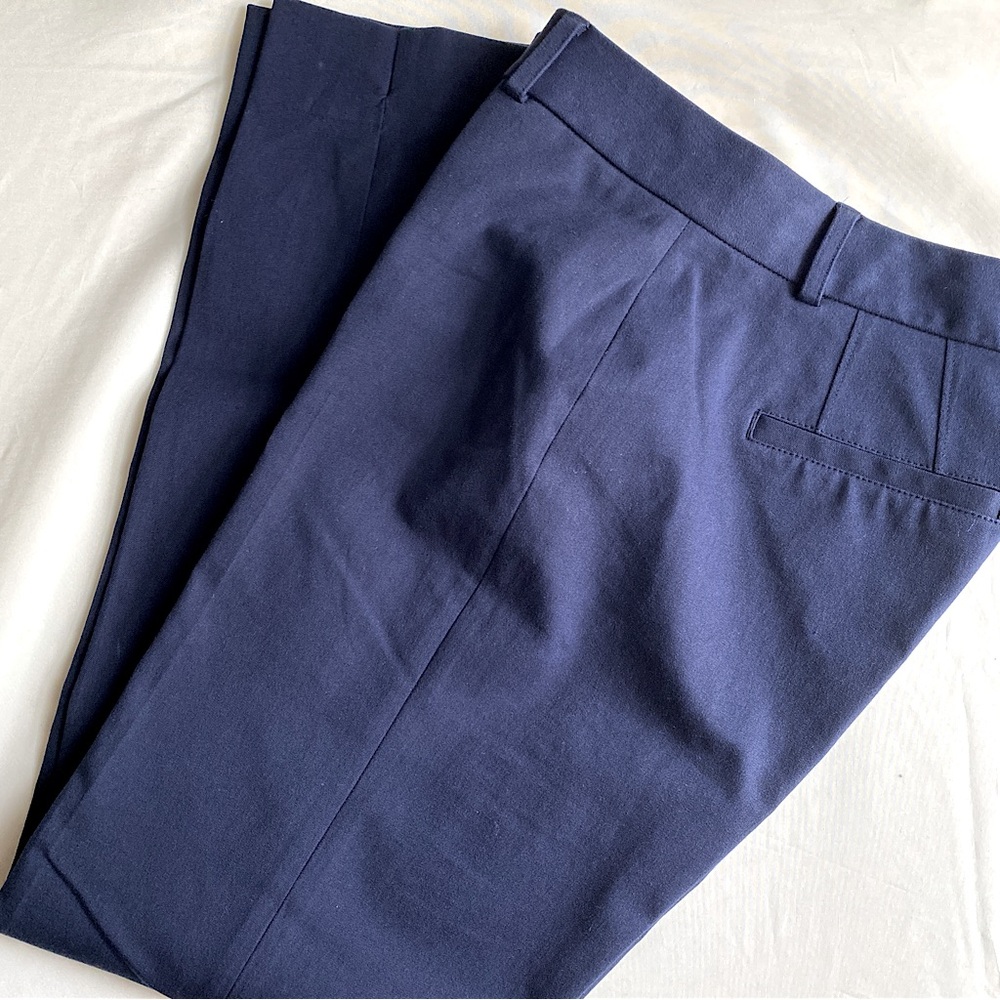 CROWN & IVY CARY COTTON CROPPED ANKLE PANTS CAREER ACADEMIA Navy 4